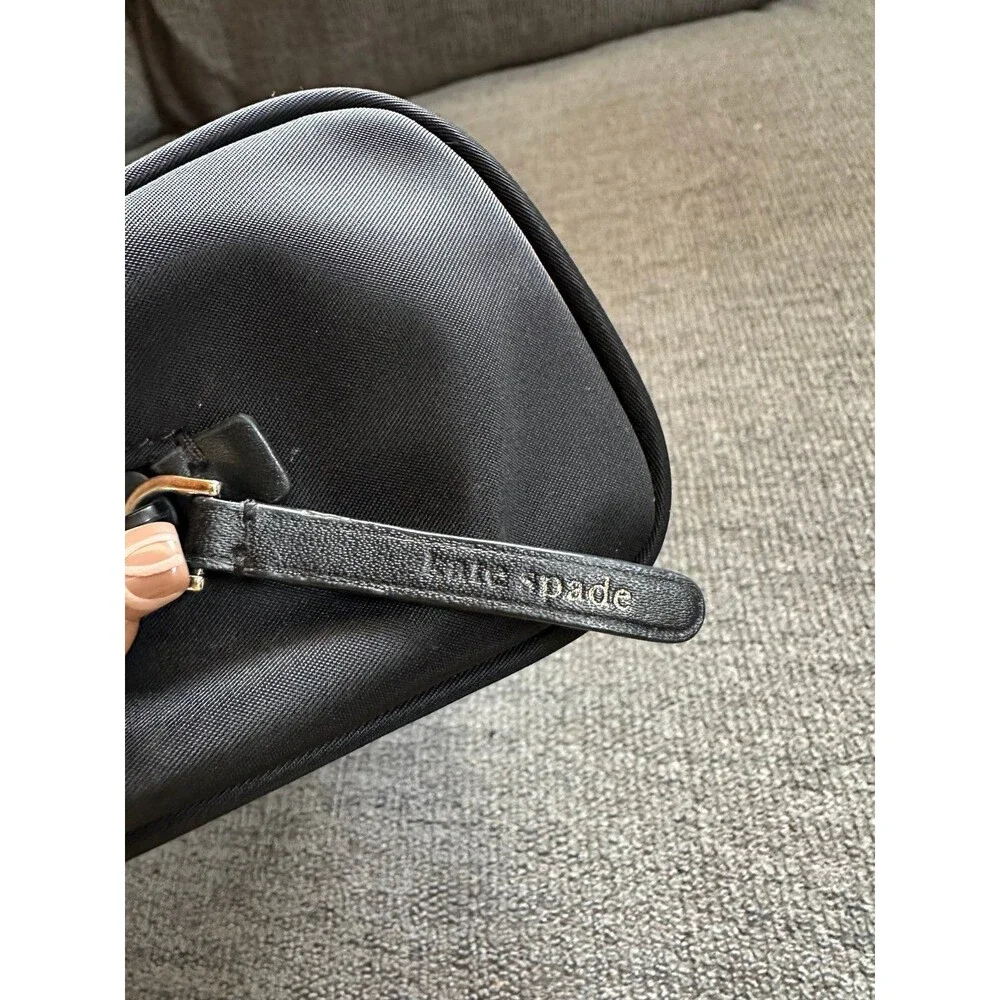 Kate Spade S362 Jae Black Nylon Medium Dome Cosmetic Zipper Bag Pouch